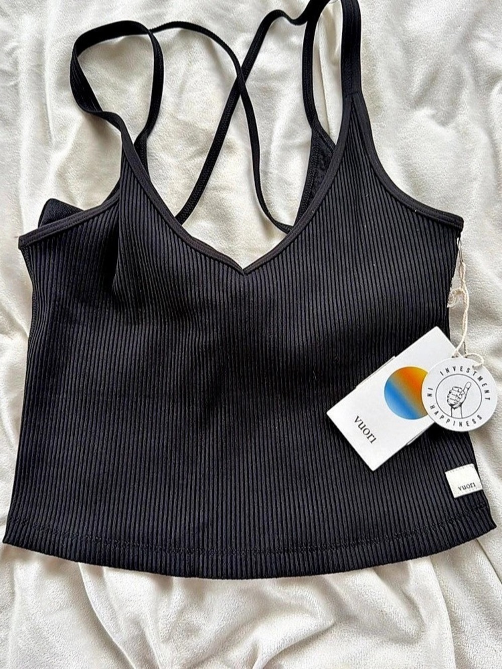 Vuori Rib Crop Tank Black Medium